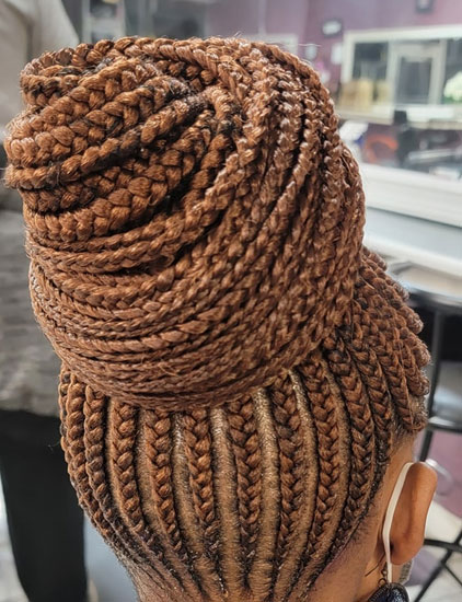 African braided bun hairstyle